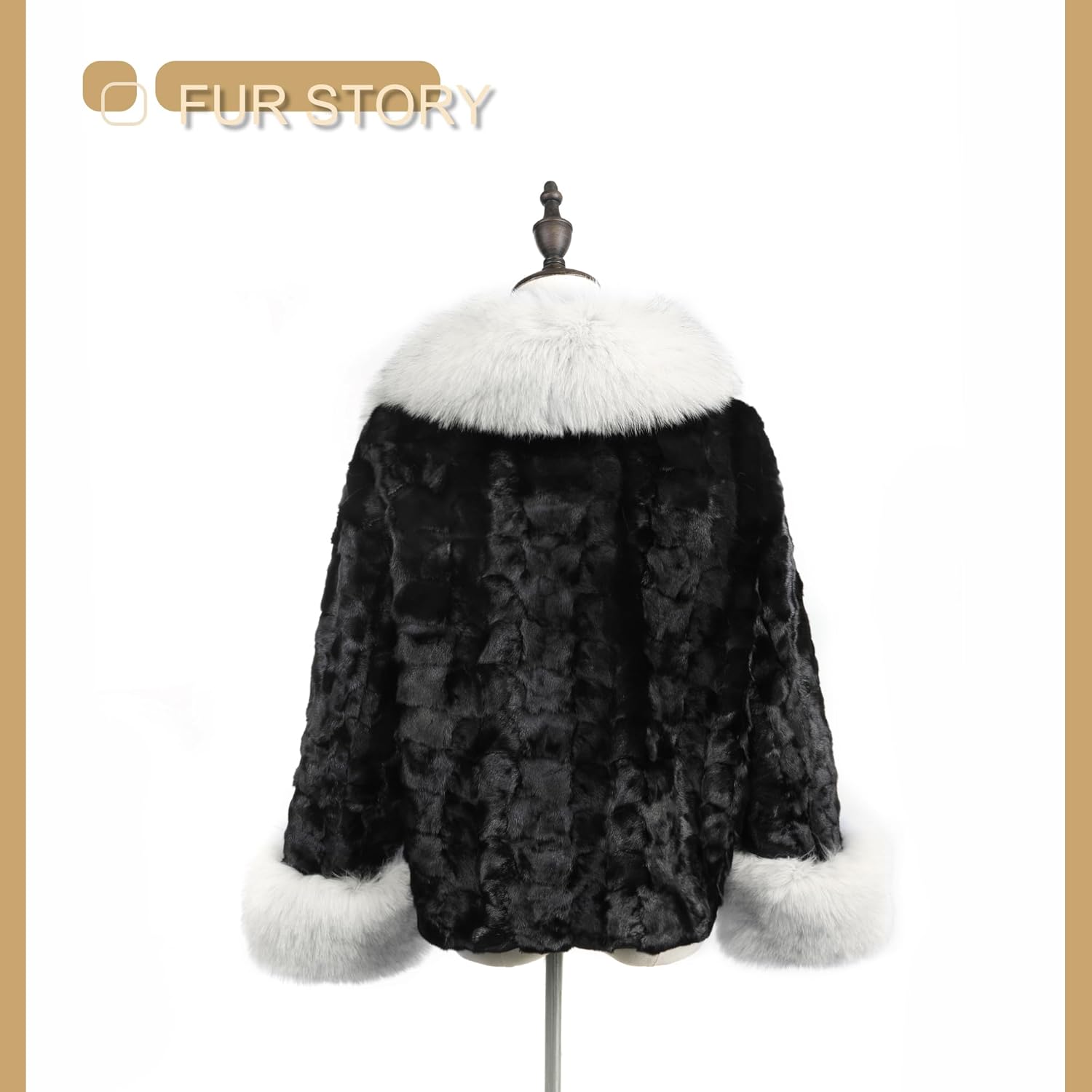 Women Real Fur Coat Natural Mink Fur Jacket Real Fox Furring Collar and Sleeve Cuffs Winter Overcoat - Image 5