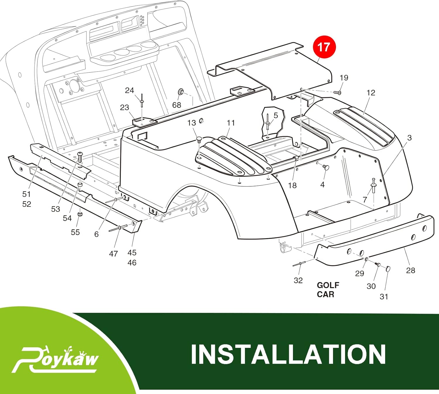 Roykaw Golf Cart Access Panel Cover for EZGO TXT/Medalist 1994-2013 Models, Replaces OEM # 71320-G01