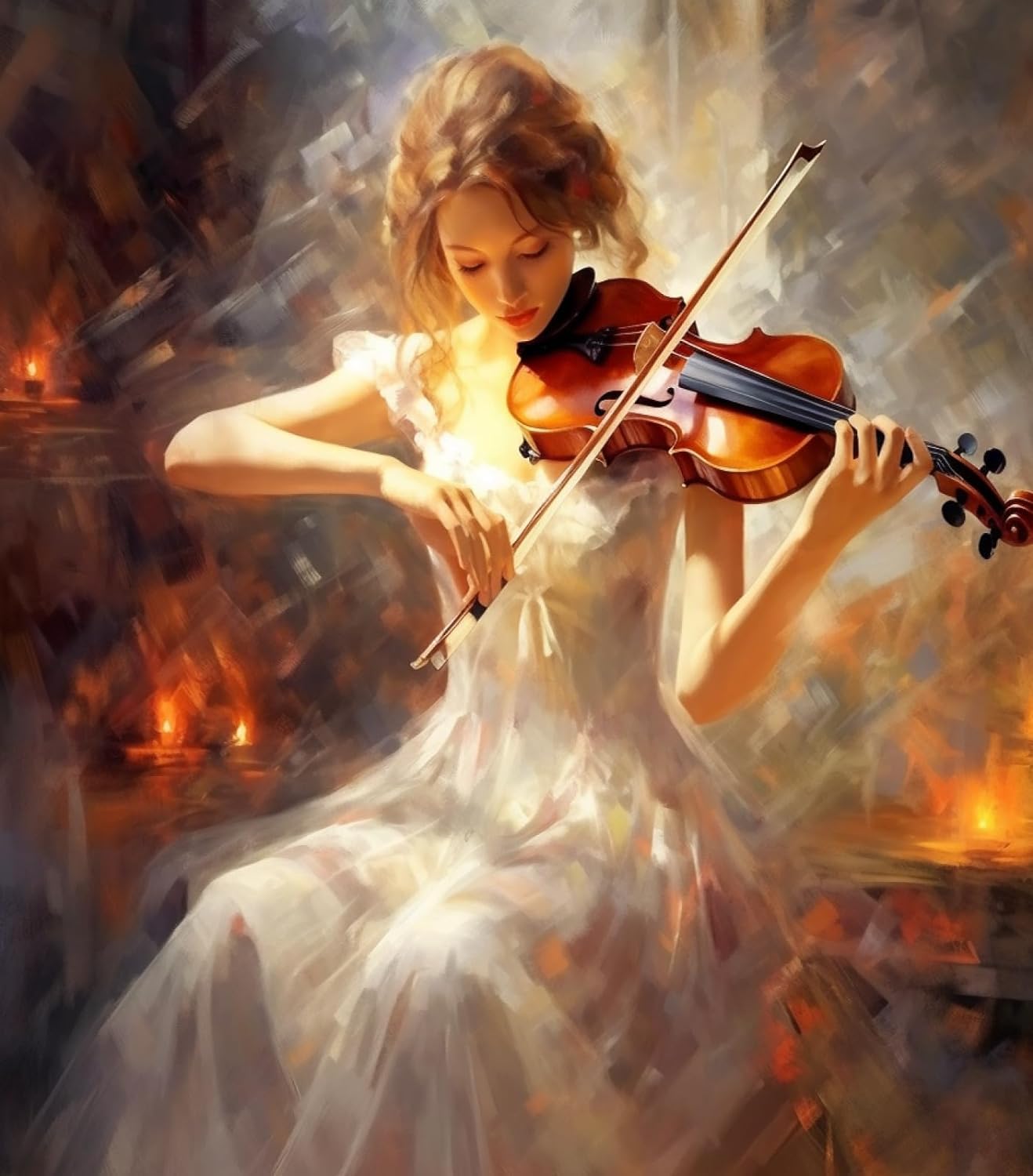 ZMHZMY Paint by Number Kits Girl Playing Violin DIY Digital Canvas Oil Painting Art Decor for Adults Beginner,40x50cm Frameless