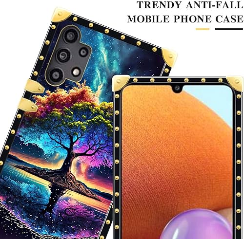 Miniatura 3 de DAIZAG Funda de teléfono para Samsung Galaxy A32 4G Life Tree Energy Funda de teléfono cuadrado dorado suave TPU a prueba de golpes funda protectora