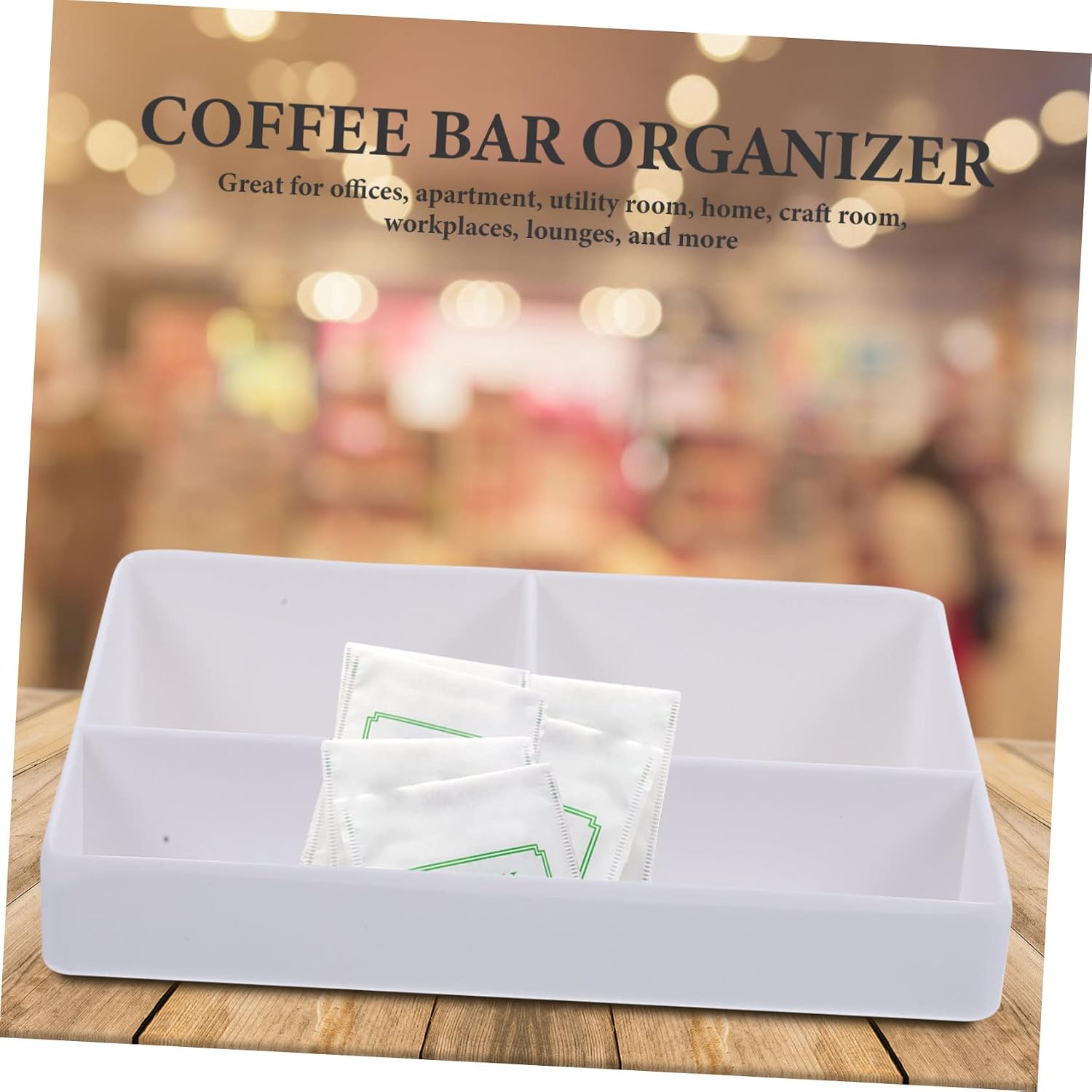 Countertop Sugar Bag Holder with Compartments White Imitation Porcelain