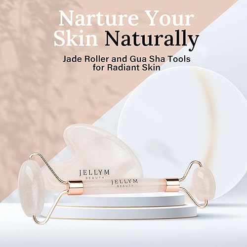 Miniatura 2 de Juego de rodillo de jade y Gua Sha para masaje facial y drenaje linfático  Mejora la circulación, reduce la inflamación, mejora la absorción del