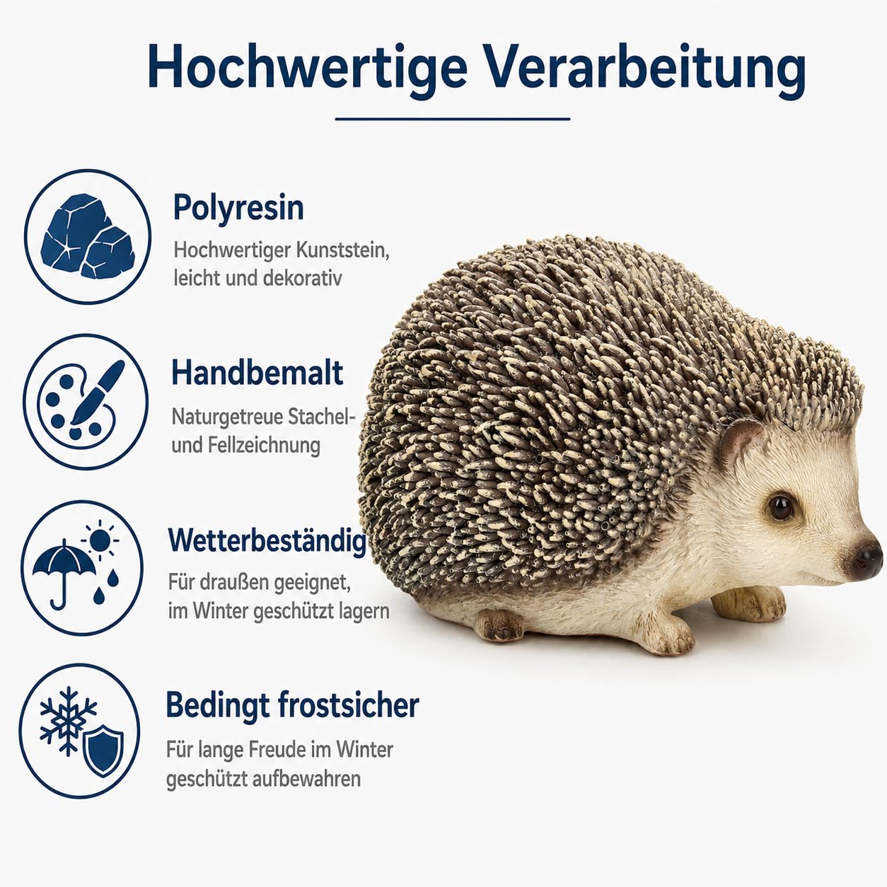Figuren Shop GmbH Gartenfigur Igel stehend 13,5 cm – naturgetreue Igelfigur auf Vier Pfoten aus Polyresin, handbemalt und wetterfest – Tierfigur für Garten, Beet, Blumenkasten und Herbstdeko