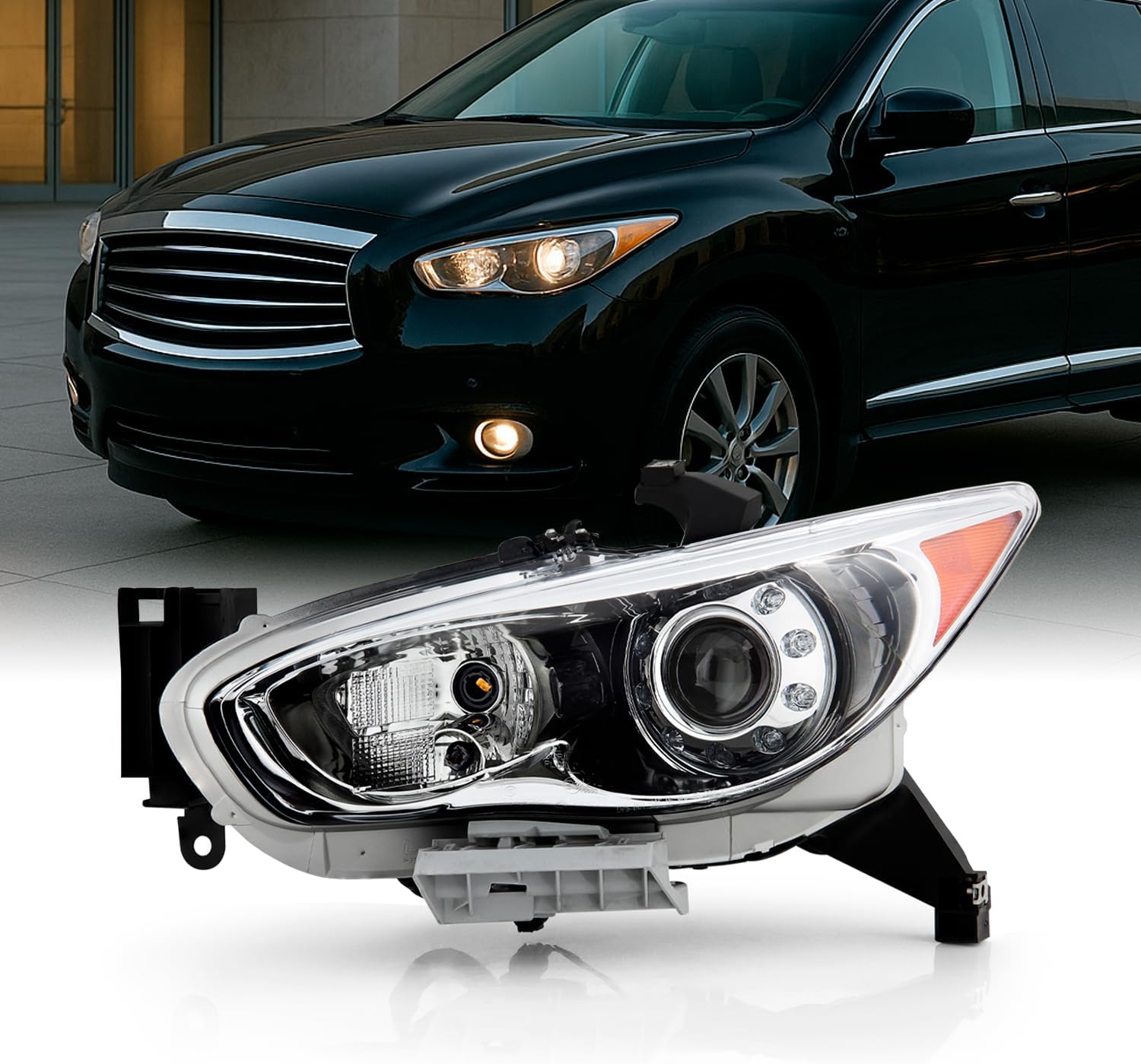 AKKON - Fits 2013 Infiniti Jx35 / 2014-2015 QX60 OE HID Model Projector LED Headlights Left Driver Side Assembly