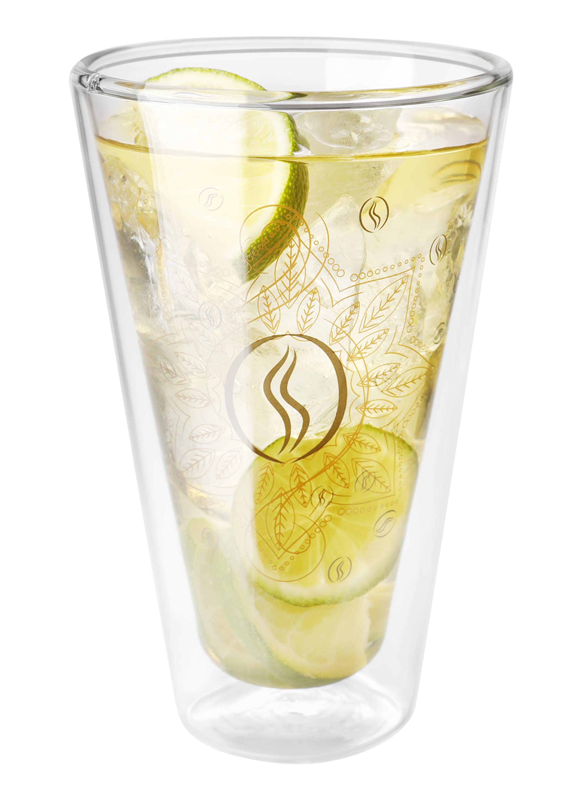 Verre Latte Macchiato Montepreti 250 Ml - Double Paroi Borosilicate Mandala - Café Cappuccino Isolant