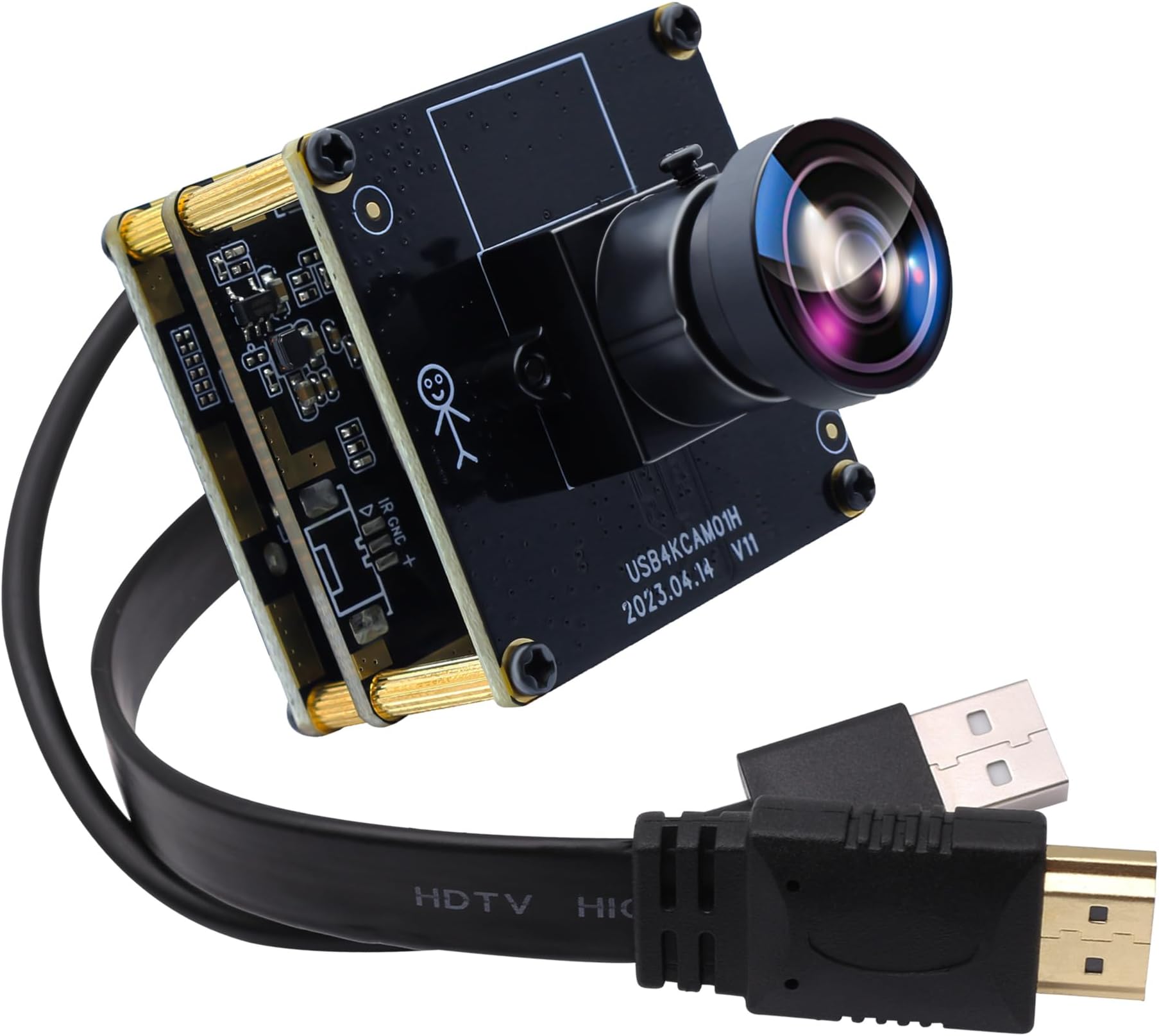 Svpro HDMI USB Camera 4K Wide Angle Camera Module for Computer Monitor Projector Dual Output Lightburn Lightburn Laser Engraver Camera, 2X Digital Zoom Webcam Board H.264 UVC USB 2.0, 120° Distortion