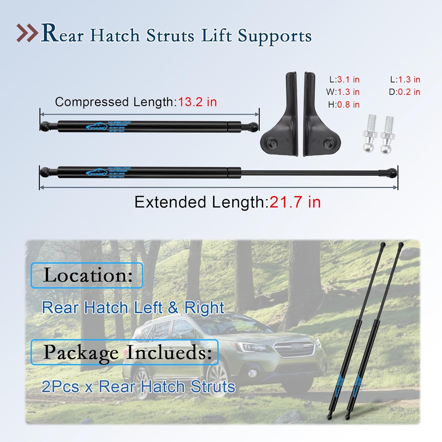 2X Rear Hatch Struts for Subaru Outback Wagon 2015 2016 2017 2018 2019 with Mounting Bracket Car Tailgate Liftgate Struts Lift Supports Gas Spring Trunk Shocks Replace #568355, 583173, PM3782