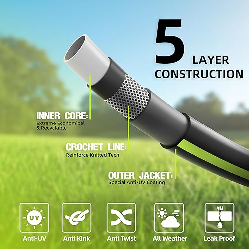 Miniatura 3 de Worth Manguera de jardín corta con plomo de 34 pulgadas x 10 pies, sin torceduras, sin fugas, manguera de agua de PVC resistente y duradera con