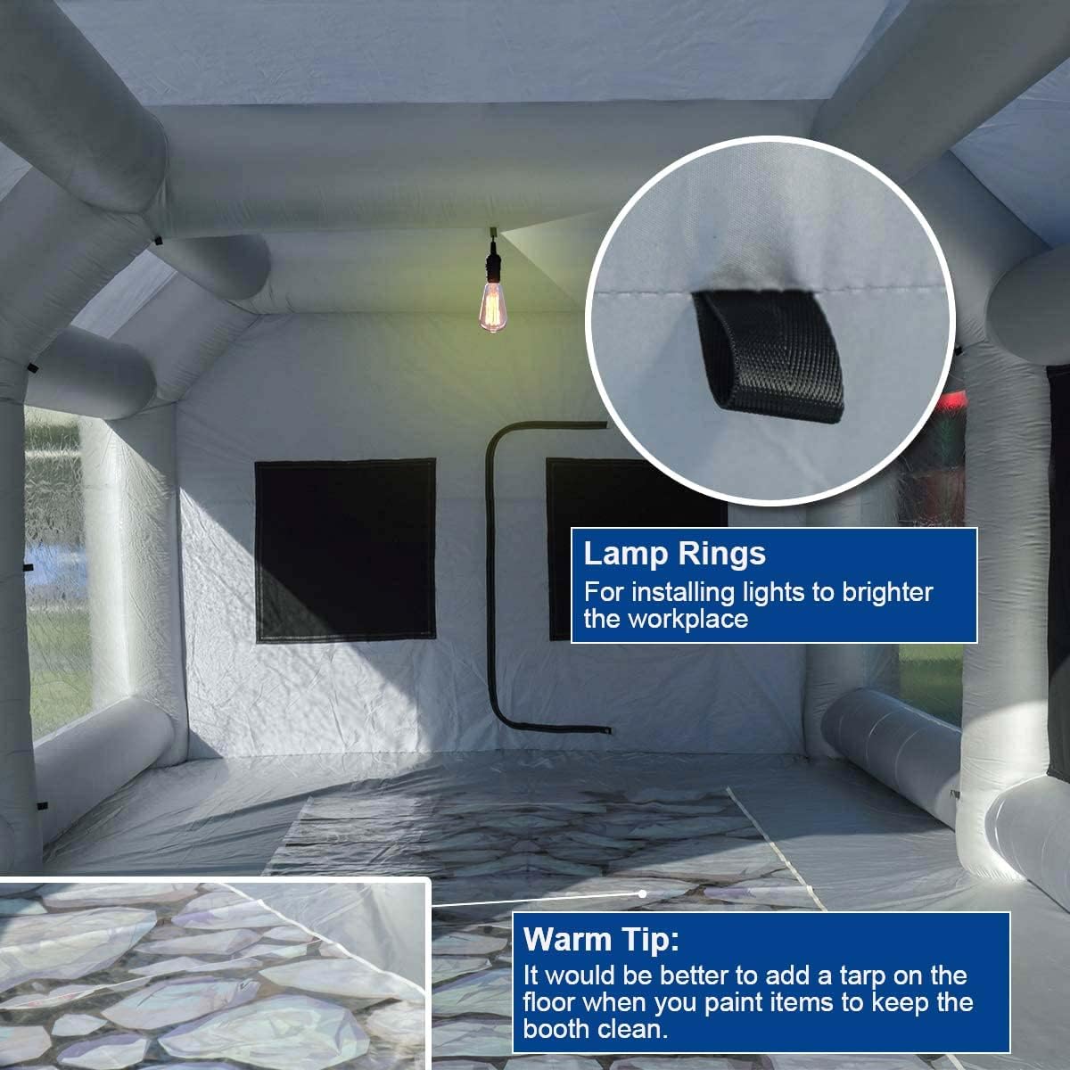 Inflatable Paint Booth 20x13x10FT with 750W+750W Blowers Professional Portable Spray Booth with Air Exchange System for Auto Parts, Furniture Painting and Polishing