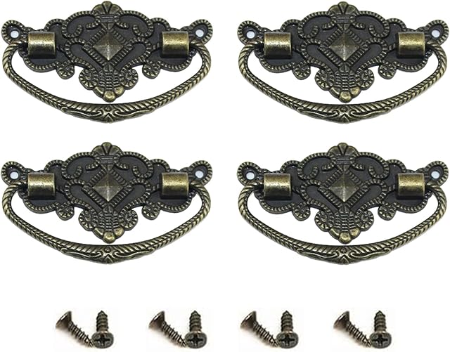 YuanYouTong 4 Pcs Drawer Handles Vintage Kitchen Cabinets Pulls Retro Furniture Door Knobs for Bedroom Dresser Wardrobe Cupboard Chest Desk