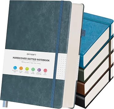 5 Pack Bullet Dotted Notebook Bulk, A5, 312 Numbered Pages Dot Journal Set