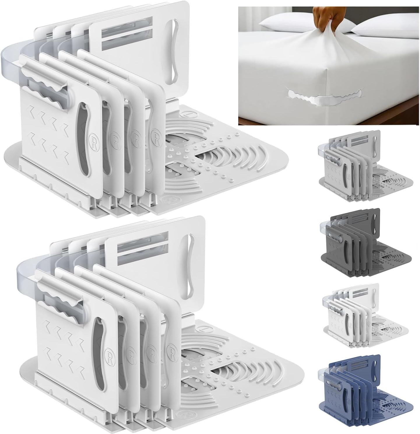 Tug Proof Bed Sheet Holders Set of 8 Keep Sheets Firm & Tight , Fitted Mattress Corners, College Dorm Room Essentials For Girls , White Lock Keeper King Queen Bed Bedding Accessories Rv Bedroom 8 Pack White Large