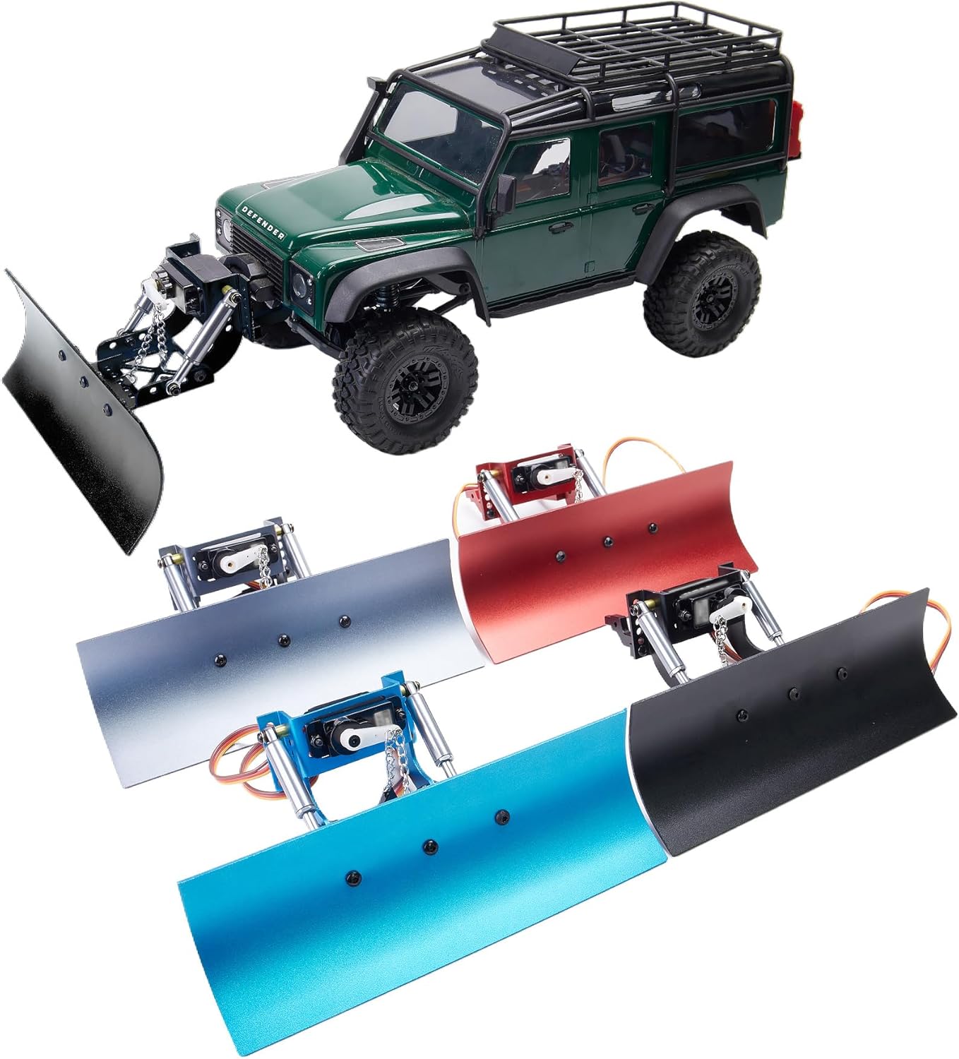 1/18 RC Aluminumx Adjustable Snow Shovel/Snow Plow kit with 12G 180° Servo Motor for RC 1/18 TRX4m Crawler Car Upgrade (Black)