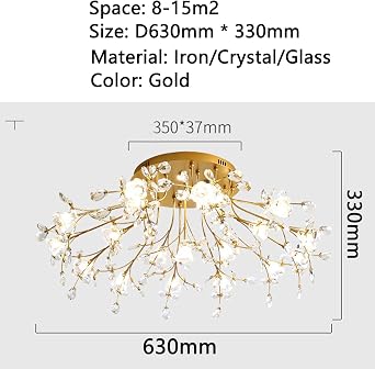 purpleq Modern Tree Branch Crystal Chandelier Gold Dimmable LED Pendant Light Raindrop Luxury Crystal Closet Lighting Linear Large Foyer Chandelier Ceiling for Kitchen Living Room Dining Room Hotels