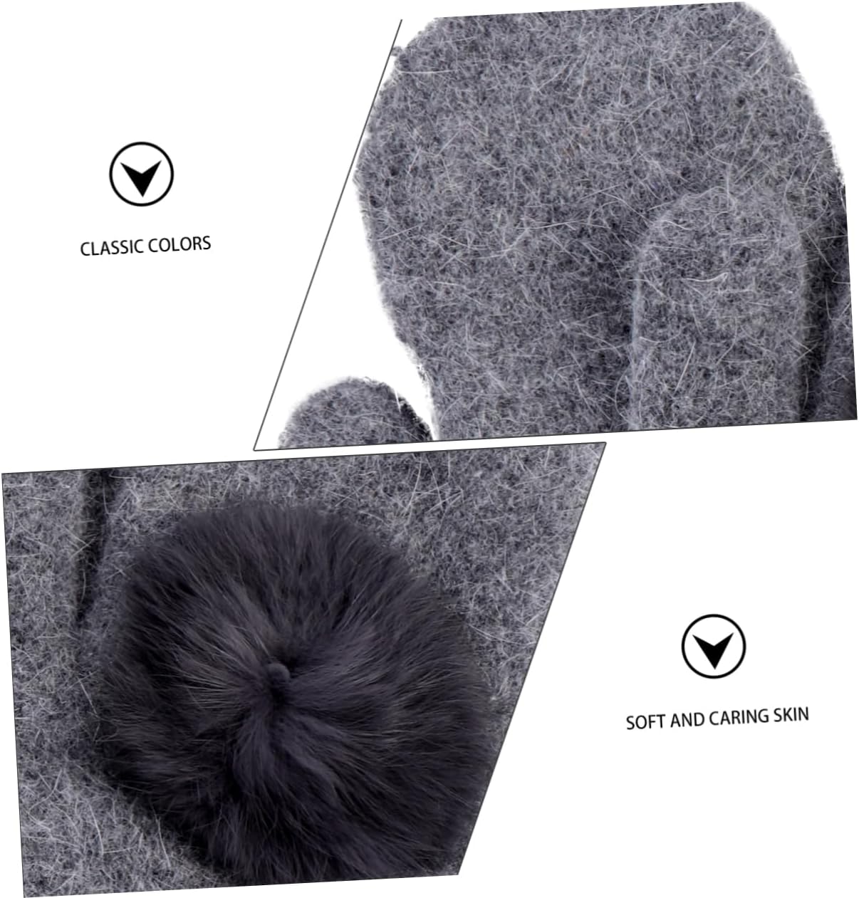 CALLARON Cute Full Finger Wool Mittens for Women 2 Pairs Thick Plush Fleece Lined Winter Gloves Warm Outdoor Thermal Mittens