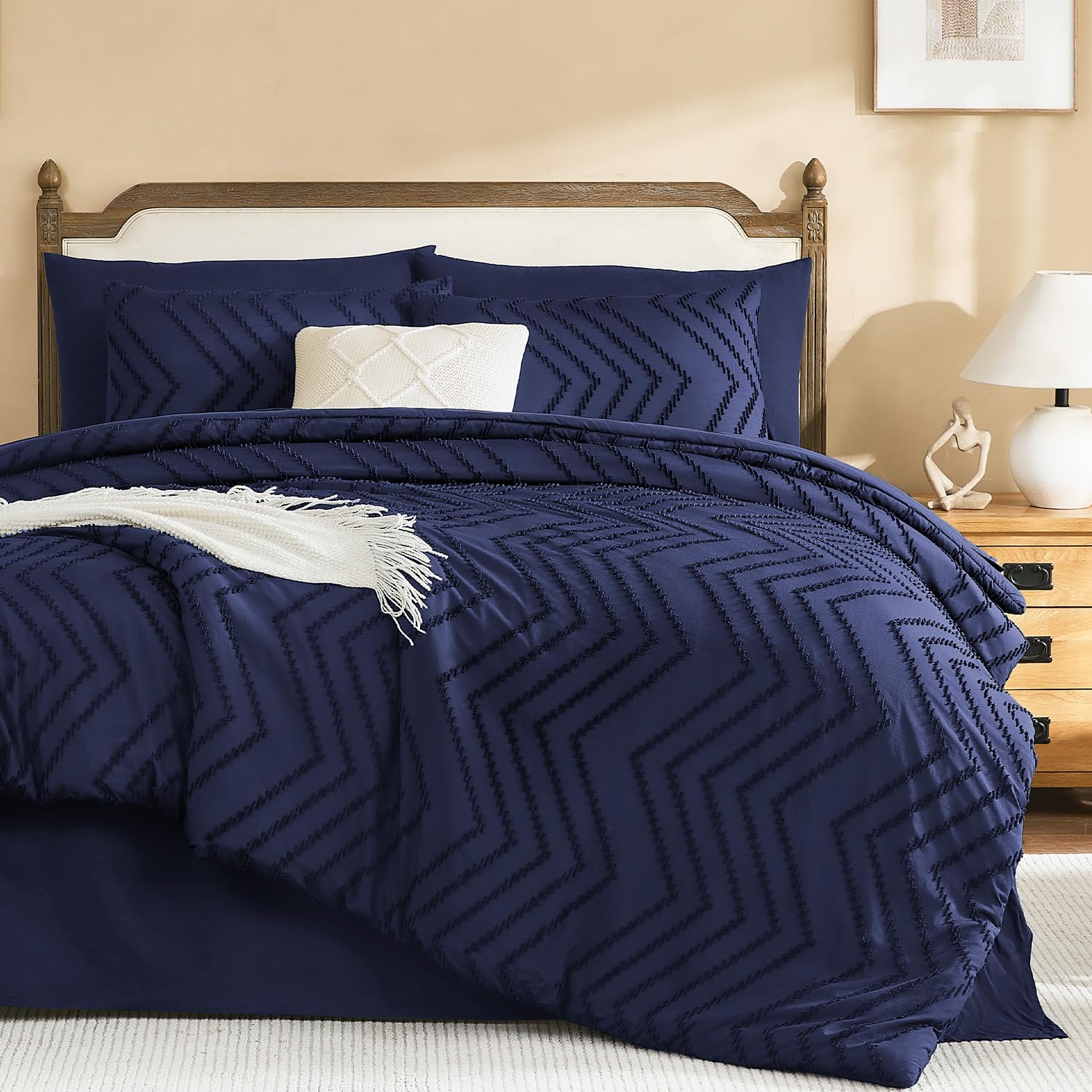 Litanika Oversized King Comforter with Sheets, 7 Pieces Boho Bed Set