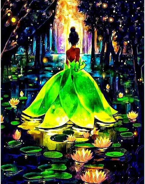 Sonsage Diamond Painting Kits for Adults,Princess and Frog Dimond Art Round Drills Cross Stitch Crystal Embroidery for Family Game,5D Paintings Picture for Home Wall Decor Gift 12 x16 Inch