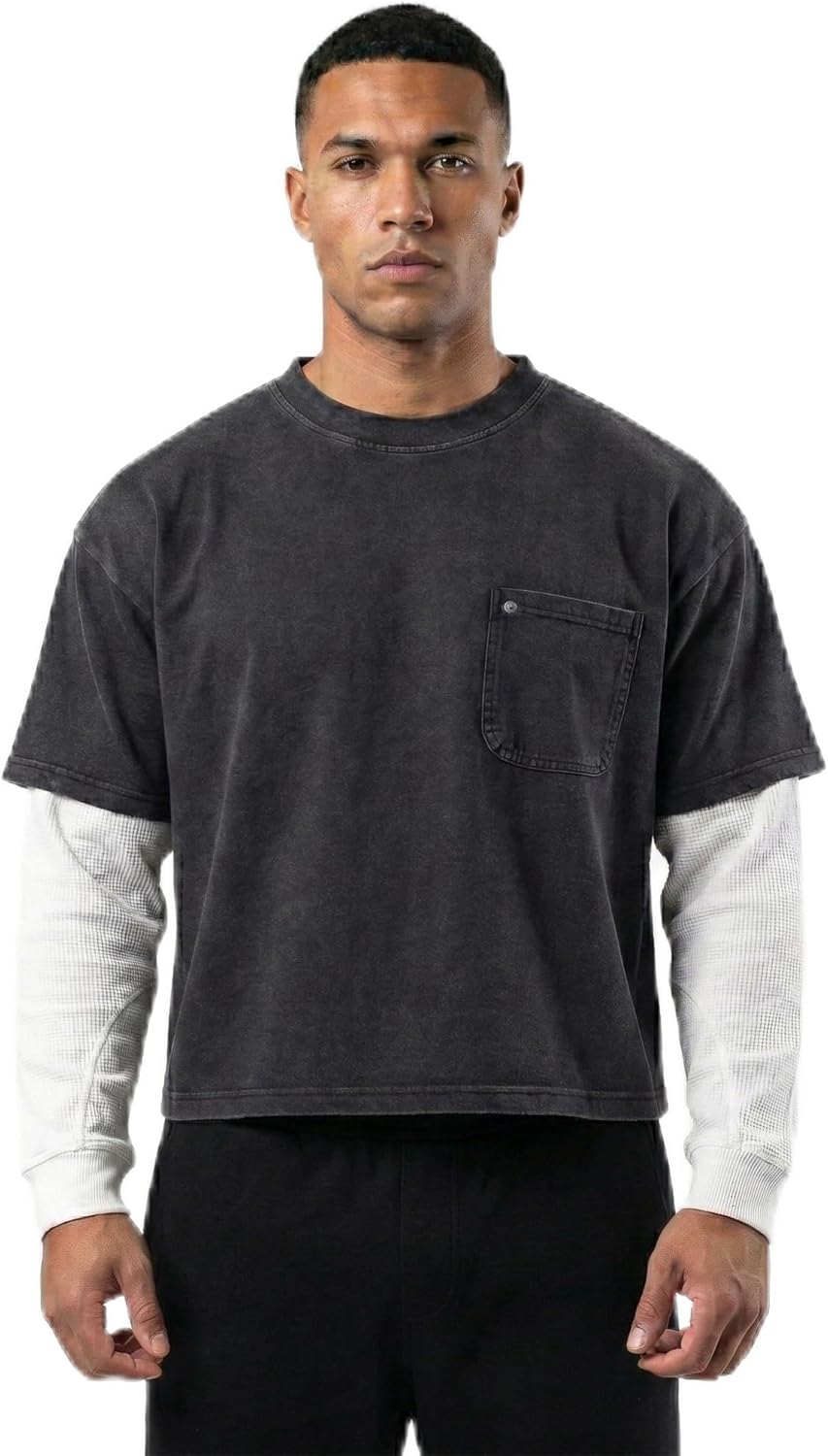 High Level HL Double Layer Stonewashed Boxy Crop T-Shirt