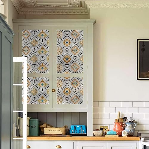 Vista 16 de DKTIE Película de vitrales con patrones geométricos, finos adhesivos esmerilados para ventanas de vidrio, resistente al agua para ventanas de baño