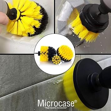 Microcase 3'lü Fırça Seti Banyo Mutfak Oto Jant Matkap Ucuna Takılan Temizlik Fırça Başlığı AL4199