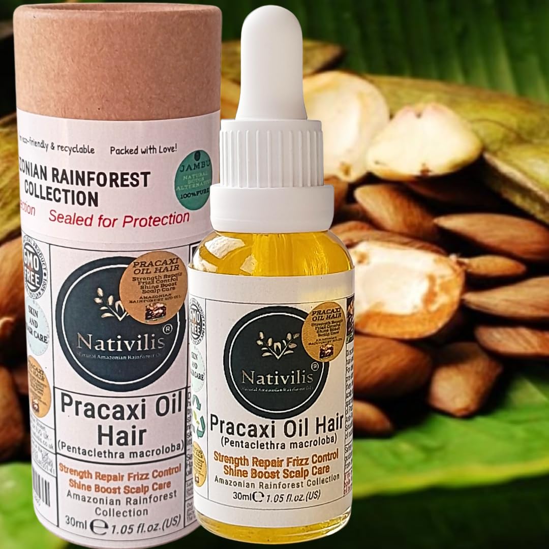 Aceite de Pracaxi 100% Puro – Aceite de Cabello y Cuero cabelludo de la selva amazónica (30 ml) – Anti-Frizz, Hidratación Profunda y Brillo – Cuidado Natural del Cabello