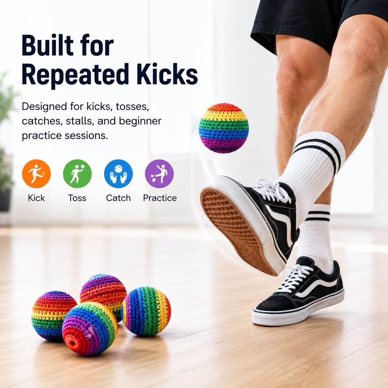 Generisch Footbag mit Sandfüllung, verstärkte Nähte, weicher Kickball für Erwachsene, Indoor Outdoor Fußtechnik Training