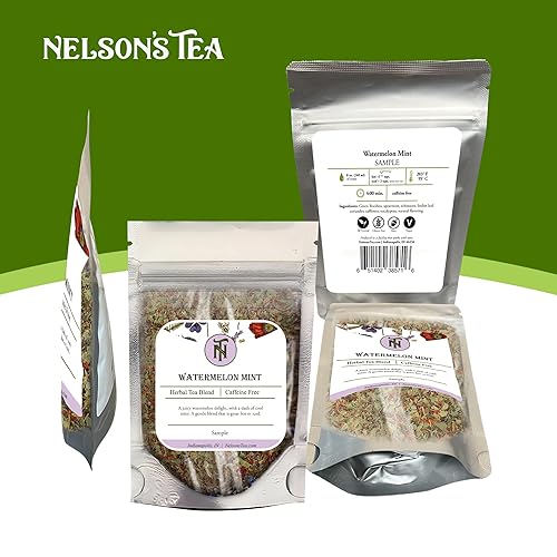 Miniatura 8 de Nelson's Tea - Menta de sandía - Rooibos verde, menta verde, equinácea, hoja de tilo, cilantro, cártamo y eucalipto (muestra)