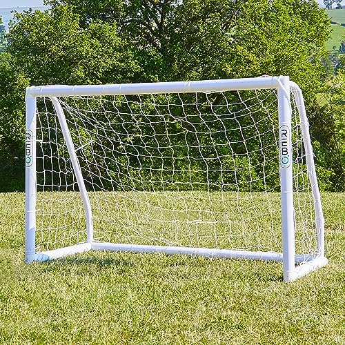 Rebo 6ft x 4ft Football Goal for Kids - Weather-Resistant, Perfect for Gardens | OutdoorToys | PVC, Portable, Nylon Net, Lightweight Goal for Children - Easy Assembly, Ground Anchors Included