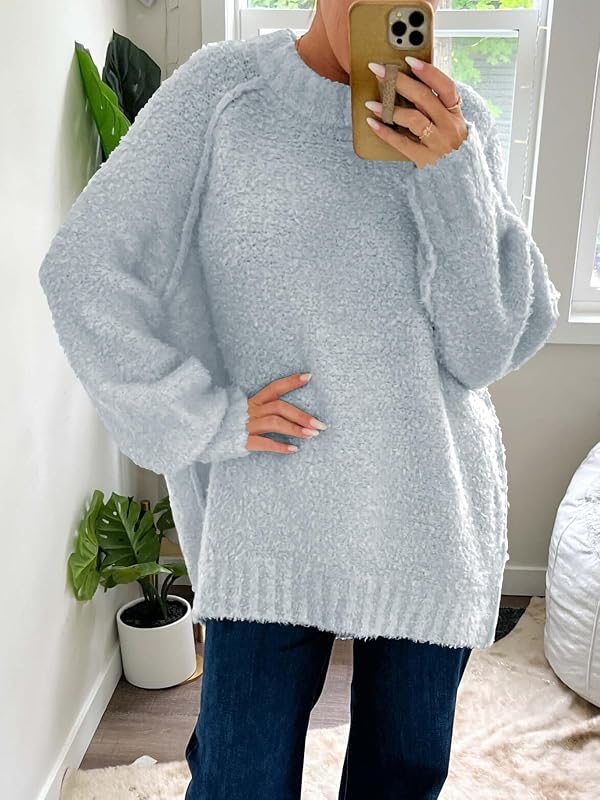 Saodimallsu Womens Oversized Sweater Fuzzy Long Sleeve Casual Tunic Sweater by Saodimallsu - Used condition - Image 5