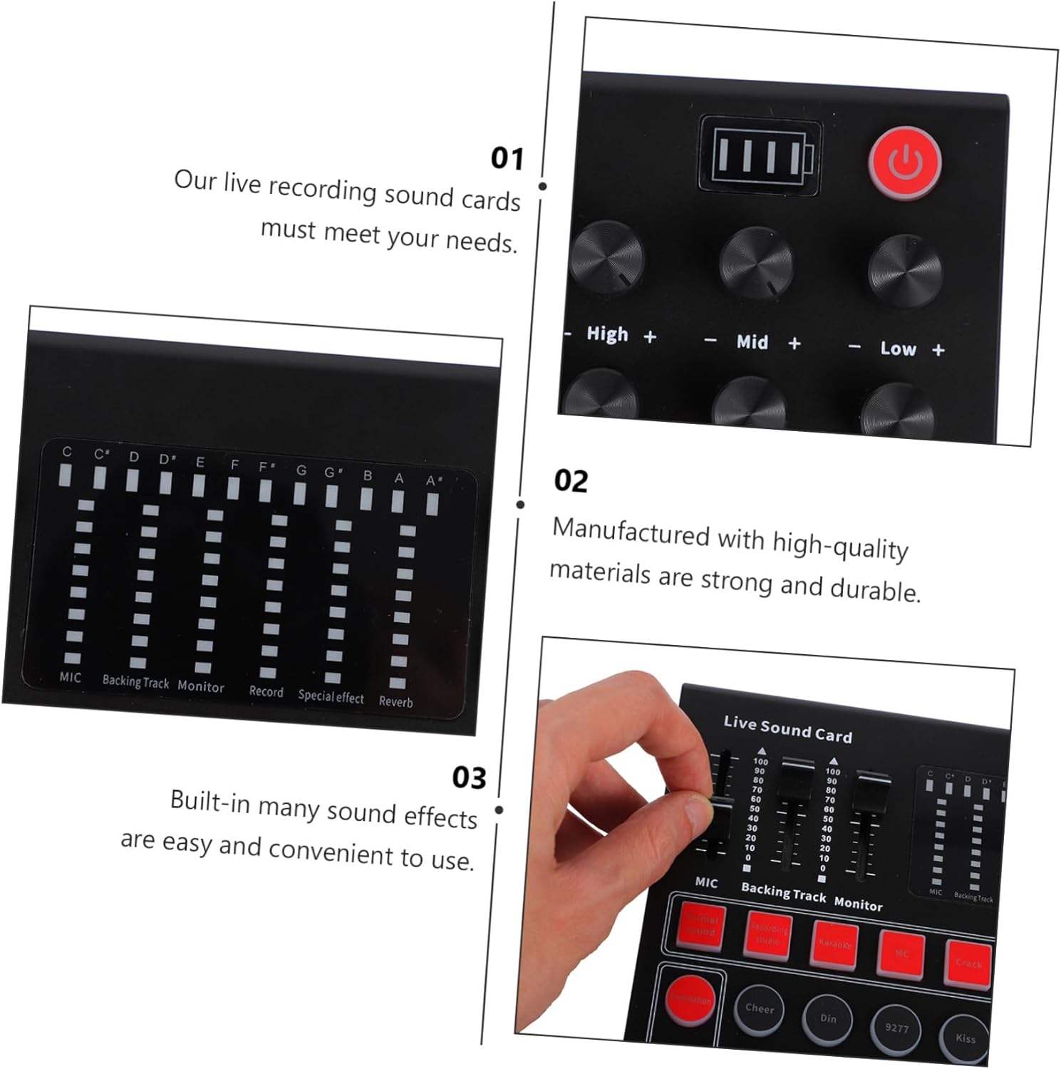 Gatuida Portable Voice Changer Sound Card with LED Lights Audio Mixer for Live Streaming Karaoke Podcast Dj Music Recording Compatible with Computer Phone Game Console