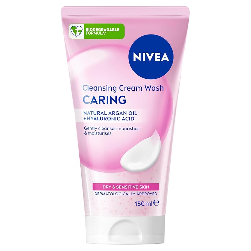 Gel-creme de limpeza facial NIVEA para pele seca e sensível com óleo de amêndoas, 150 mL