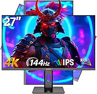 Gawfolk Monitor de jogos de 27 polegadas 4K IPS, UHD 3840 x 2160p 144Hz monitores de computador PC tela IPS para casa e escritório, HDMI, DisplayPort, compatível com montagem na parede