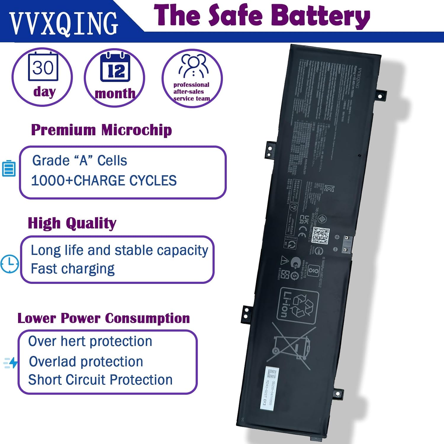 C41N2101 Laptop Battery Replacement for Asus ROG G14 GA402R TUF FX517 Zenbook Pro 14 Duo OLED UX8402ZEVivoBook Pro 15X OLED K6501ZM Series