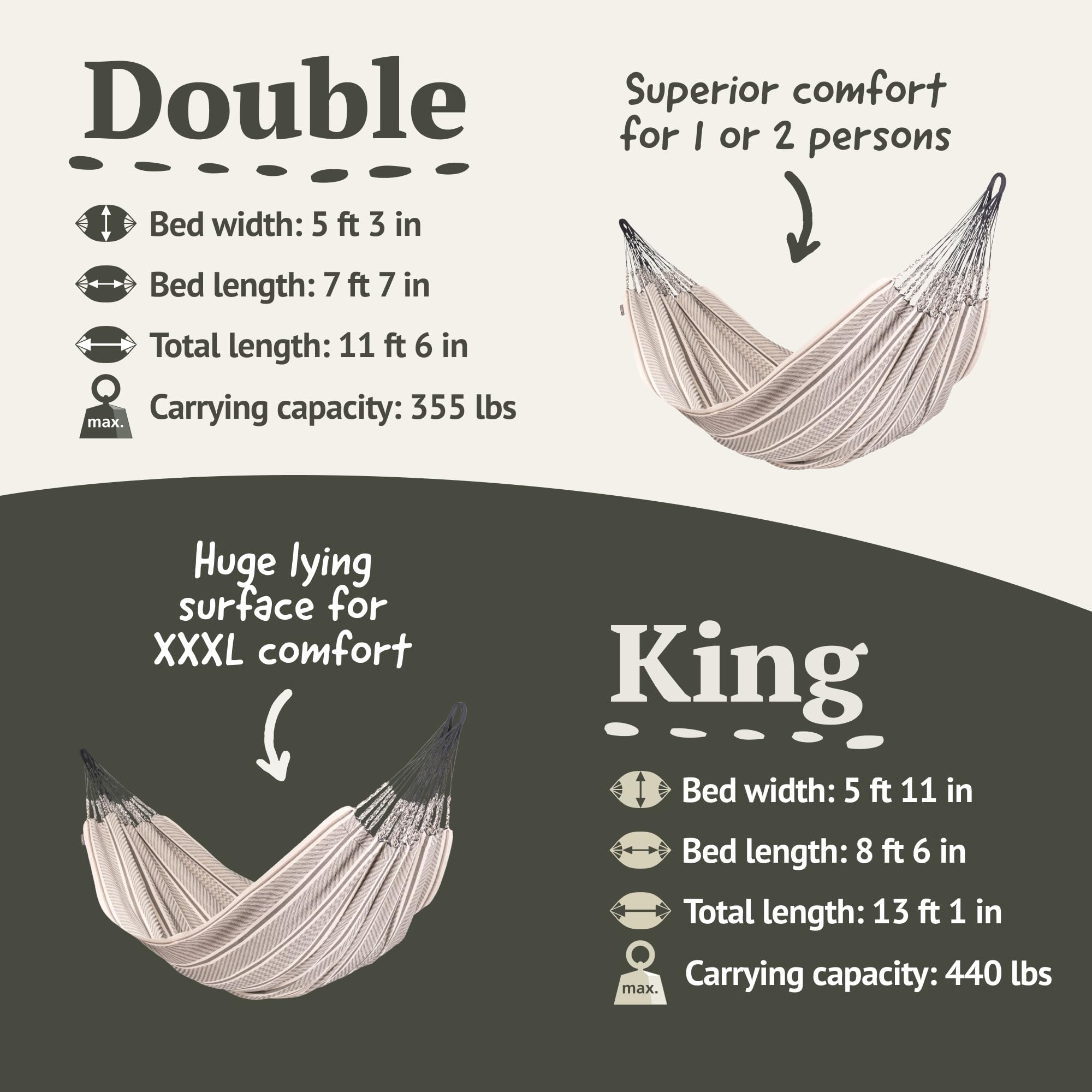 La Siesta® Flora Zebra - Organic Cotton Kingsize Classic Hammock