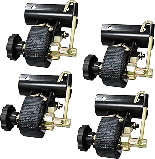 Ladder Rack Ratchet Straps - 2" Black Round Tube Mount - (4 Pack) Heavy Duty 500lbs Load Capacity, 1.5"W x 7.5'L Locking Strap with Double J-Hooks for UTV,ATV,Truck,Cargo Van,Security Tie Down Straps
