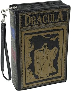Things2Die4 Black and Gold Book of Dracula Vinyl Handbag Novelty Clutch Purse Crossbody Bag