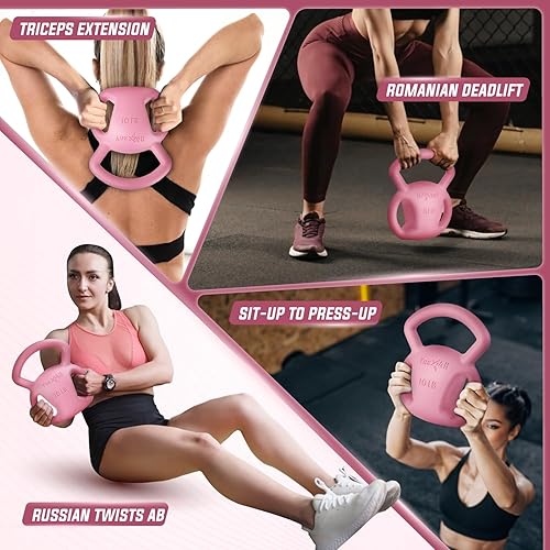 Miniatura 4 de Yes4All Kettlebell, Strength Training Kettlebells for Women, Wide Multi-grip Textured Handle for Home Gym Exercises & Full Body Workout, Single 5–25