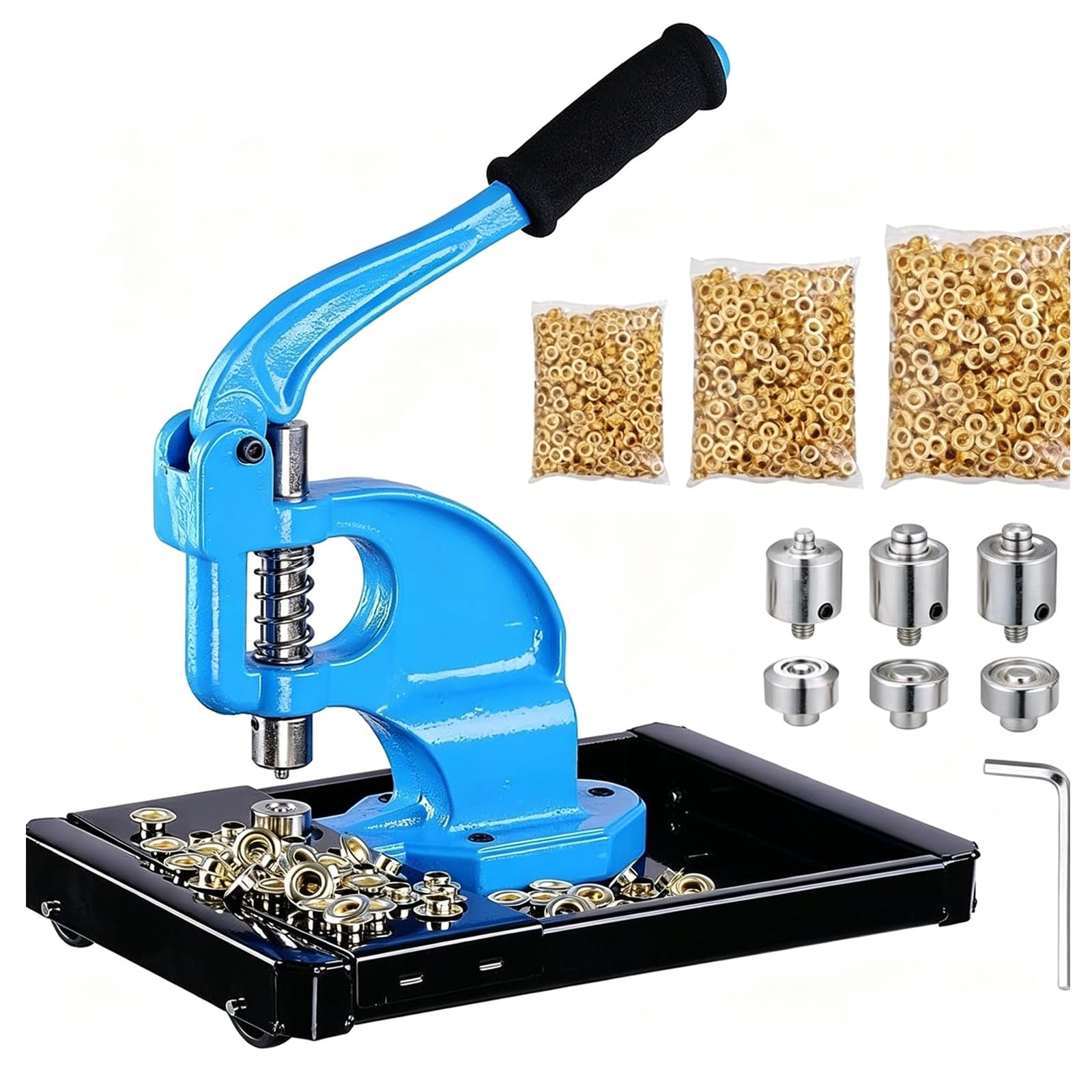 Eiwitany Hand Press Eyelet & Rivet Machine for Leather, Fitted, Practical Punching Tool for DIY Leather Crafting and Garment Processing (Gold)