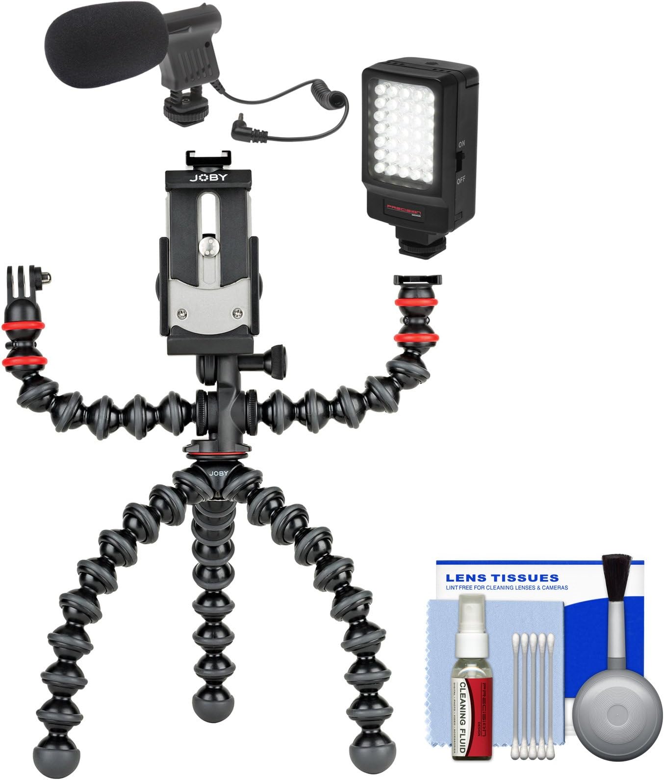 Joby GorillaPod Mobile Tripod Rig with Microphone + LED Video Light + Kit for Shooting Videos with Smartphones