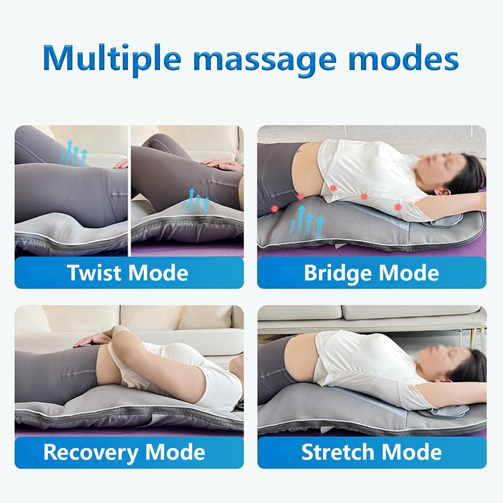 Tapis Massage Dos Trois Niveaux D'intensité Quatre Modes Chaleur Constante Tapis Massage Dos Électrique Pliable pour Un Rangement Facile Convient aux Chaises, Canapés