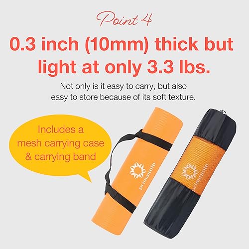 Miniatura 5 de Primasole Esterilla de yoga ecológica de 12 pulgada antideslizante para yoga, pilates, fitness en casa y gimnasio, 4 colores con funda de transporte