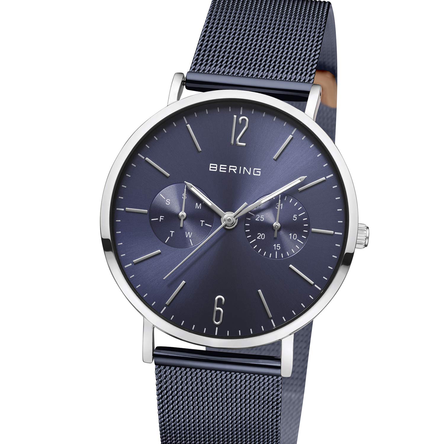 Bering Damen Quarz Uhr | Armbanduhr 36 mm Edelstahlgehäuse und Zifferblatt | Milanaisearmband | Saphierglas | 3 ATM | 14236