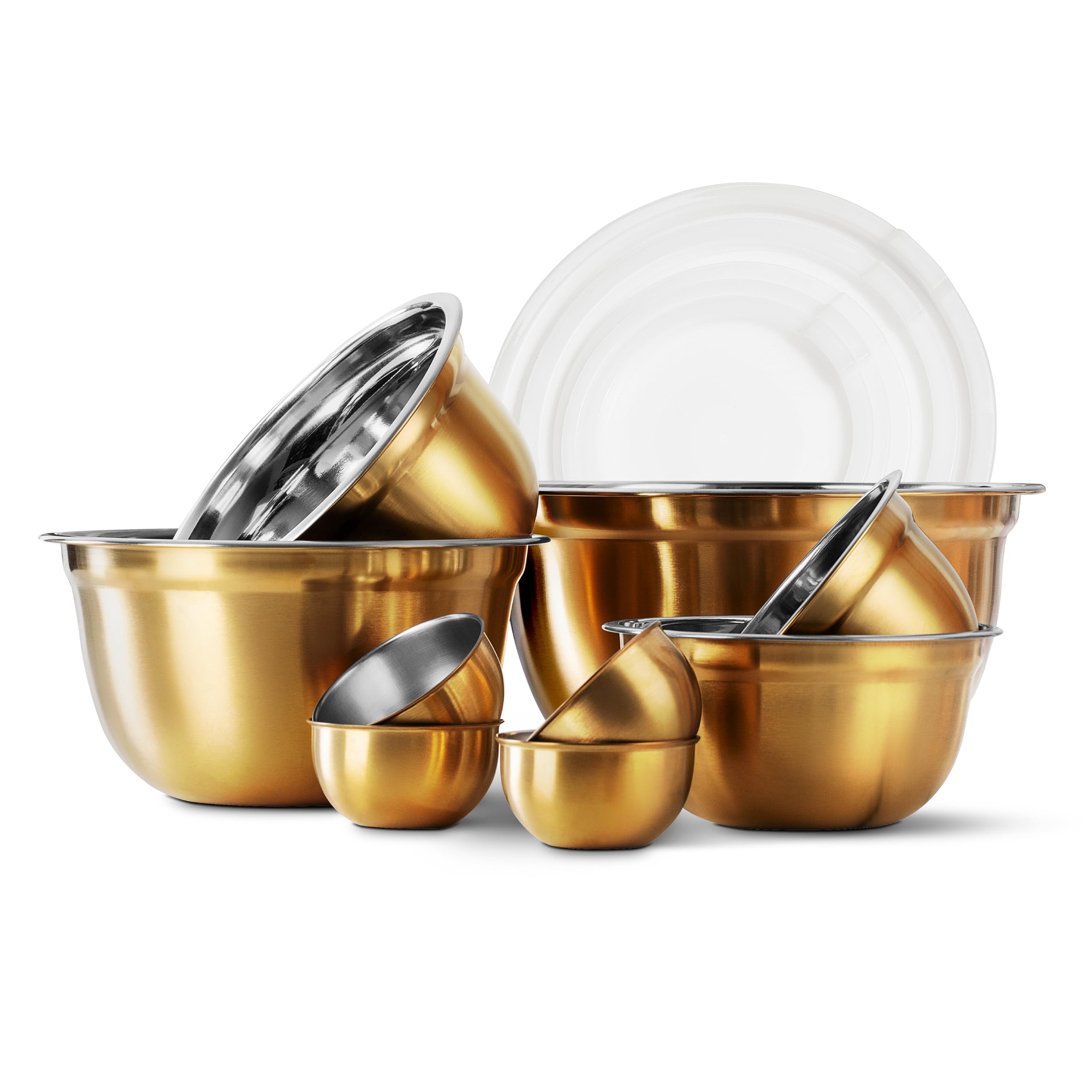 Photo 1 of COOK WITH COLOR 18 Piece Mixing Bowls Set with Airtight Lids, Stainless Steel Bowl Organizers, Food Storage Containers, Meal Prep, Nesting Salad Bowls For Cooking, Baking, Kitchen Use, Gold