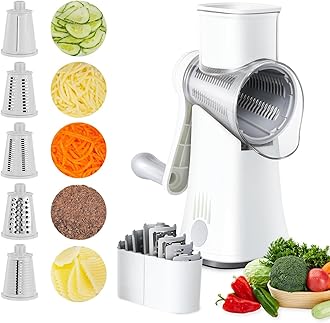 EDEFlSY Cheese Grater, 5-in-1 Kitchen With Handle, Perfect for Fruits Shredder in the Kitchen. Versatile Rotary Vegetables Grater Can Also be Used for Nuts and Chocolate