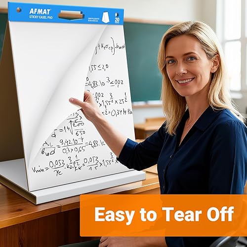 Miniatura 6 de AFMAT Almohadilla de caballete adhesivo de mesa, 20 x 23 pulgadas, soporte de caballete portátil para profesores, súper pegajoso y resistente al