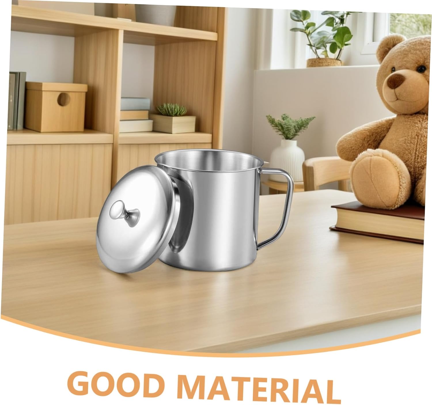 INOOMP 1Pc Capacity Stainless Steel Water Mug with Lid and Ergonomic Handle Beverage Cup for Home Use for Milk and Tea Easy to Clean Unbreakable Design