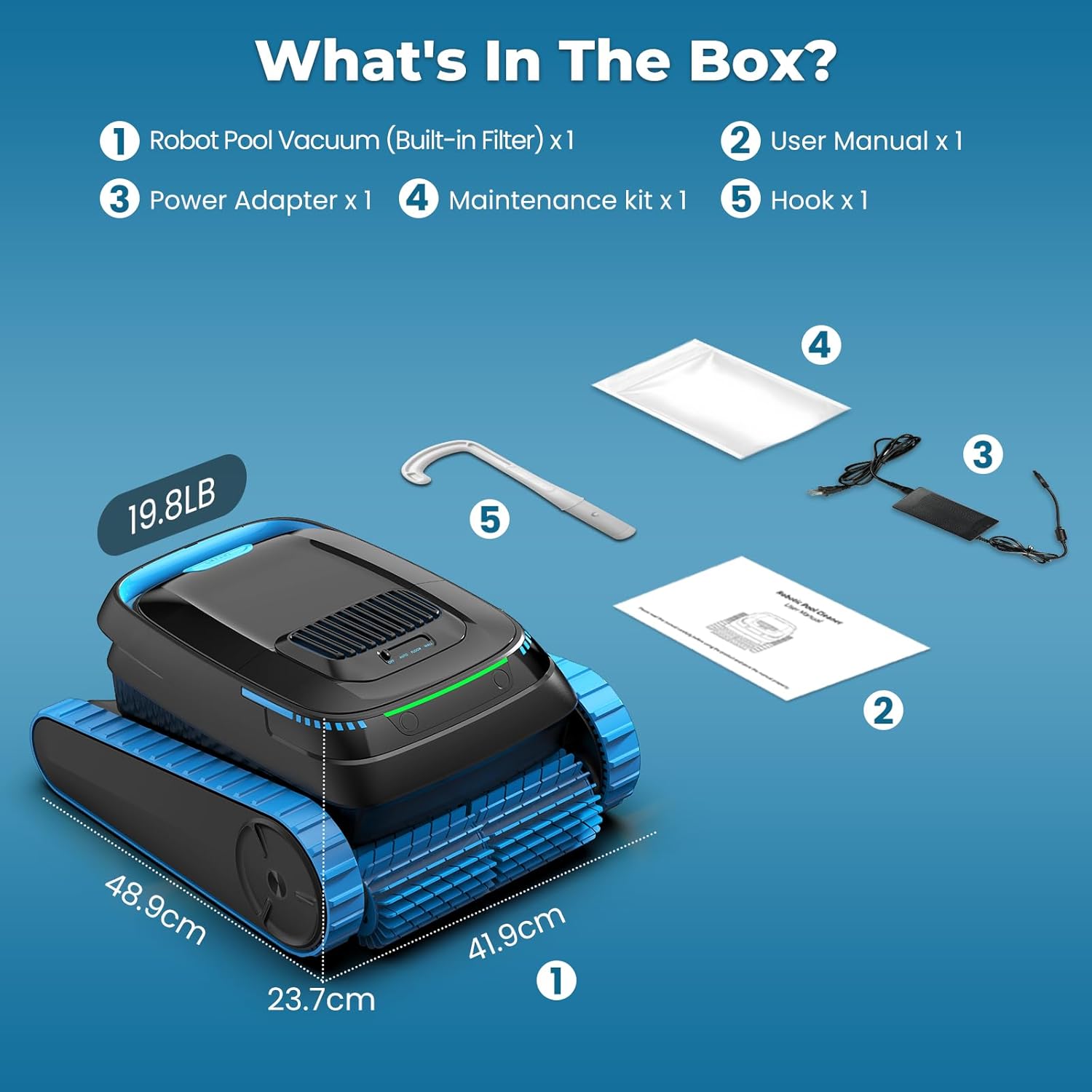 Pool Robot Vacuum, 5000GPH Cordless Robotic Pool Cleaner photo 8