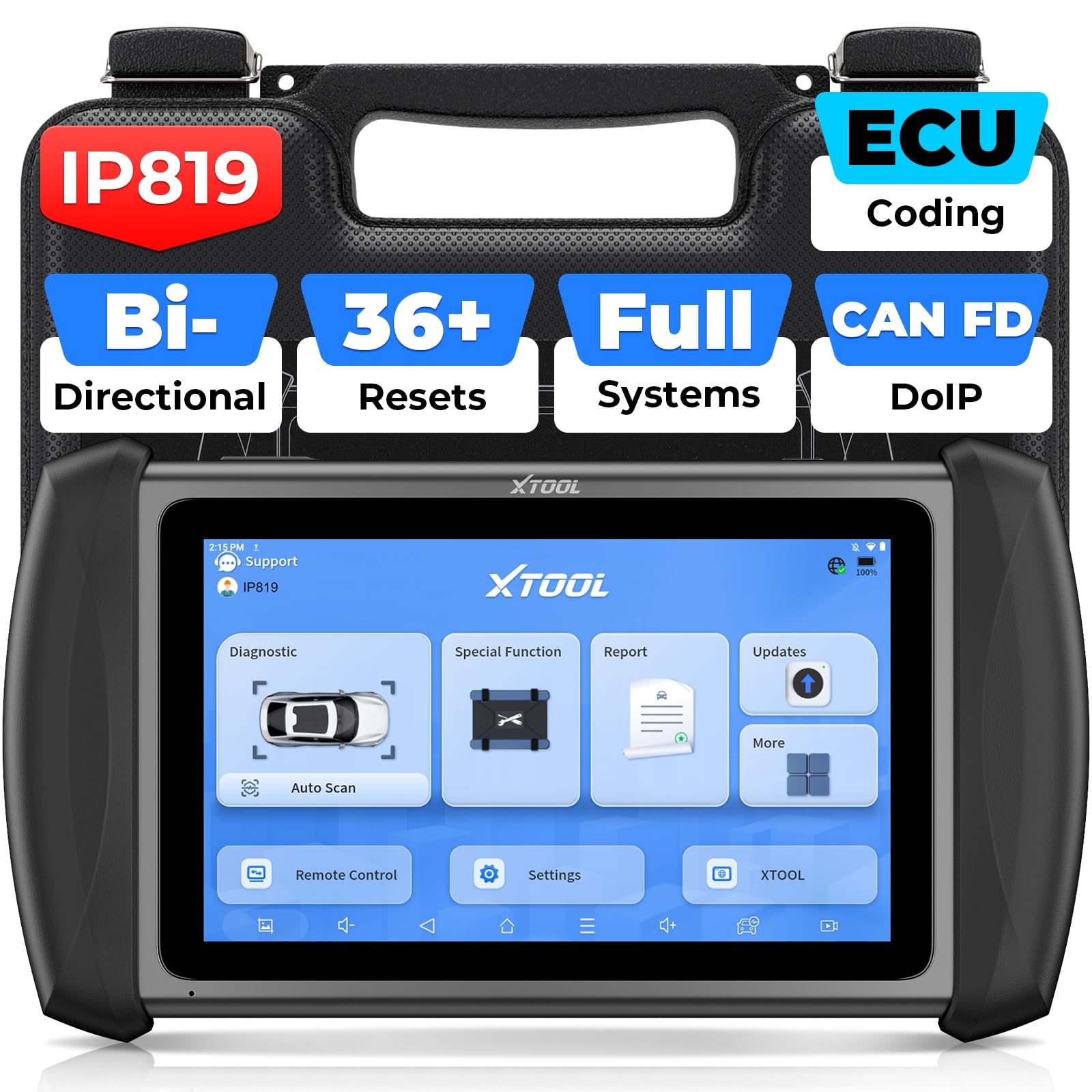XTOOL IP819 V2.0 Bidirectional Scan Tool, 2025 Upgraded OBD2 Scanner with Active Test, PMI Function, 36+ Resets, ECU Coding, Guided Function for VAG, All Systems Scanner for All Cars, 3-Year Update