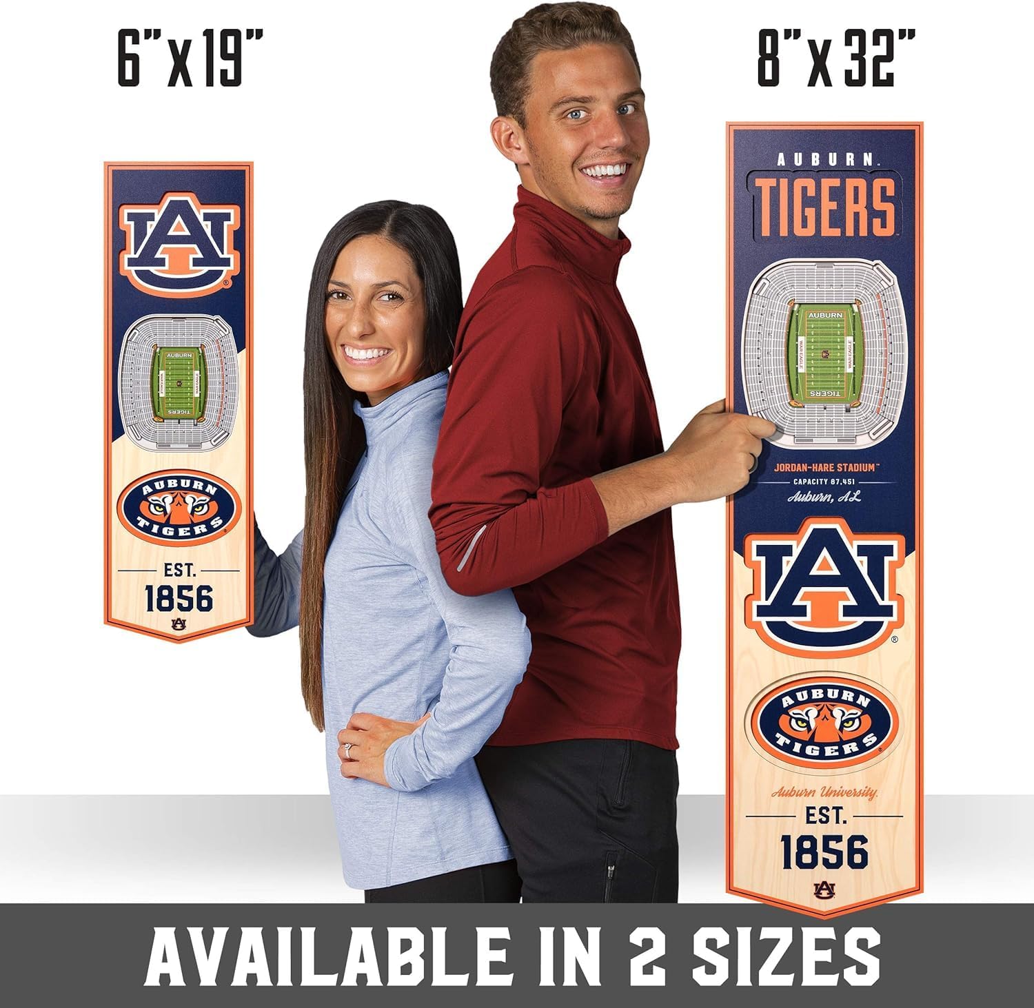 YouTheFan NCAA Auburn Tigers 3D Stadium 6x19 Banner - Hare Stadium