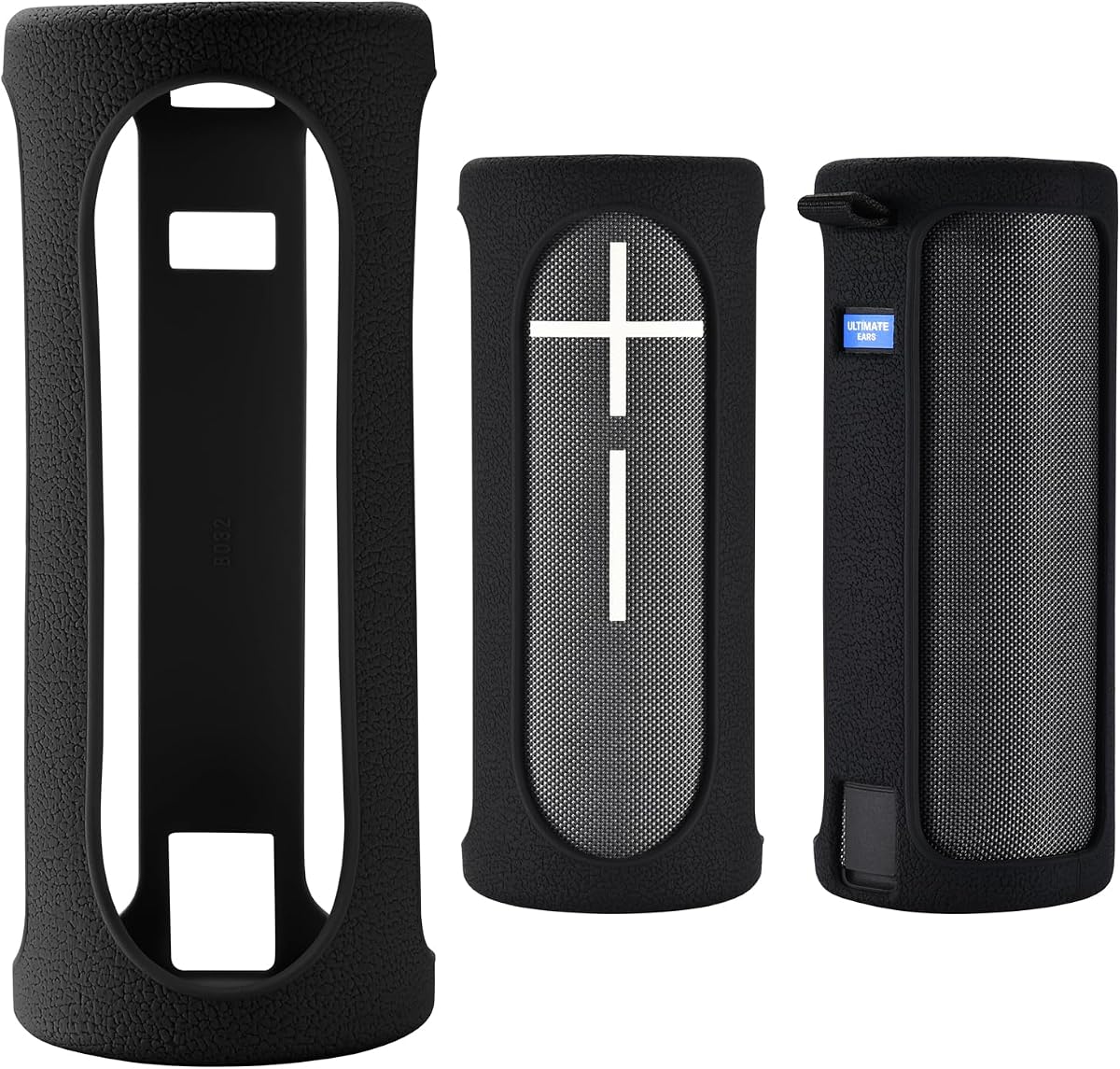 Funda protectora de silicona para transporte de viaje compatible con altavoz inalámbrico Bluetooth portátil Ultimate Ears Boom 4, funda de silicona con gancho de metal para Ultimate Ears Boom 4 (negro)